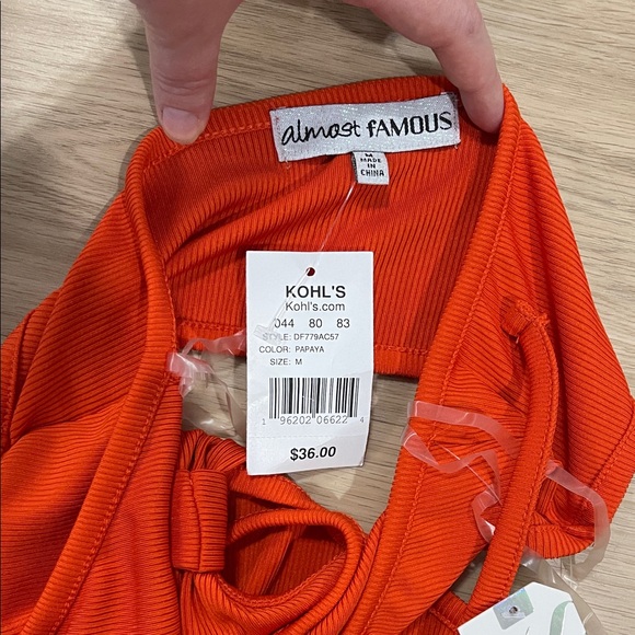 Mou Bold Orange Backless Halter Dress - Picture 3 of 3